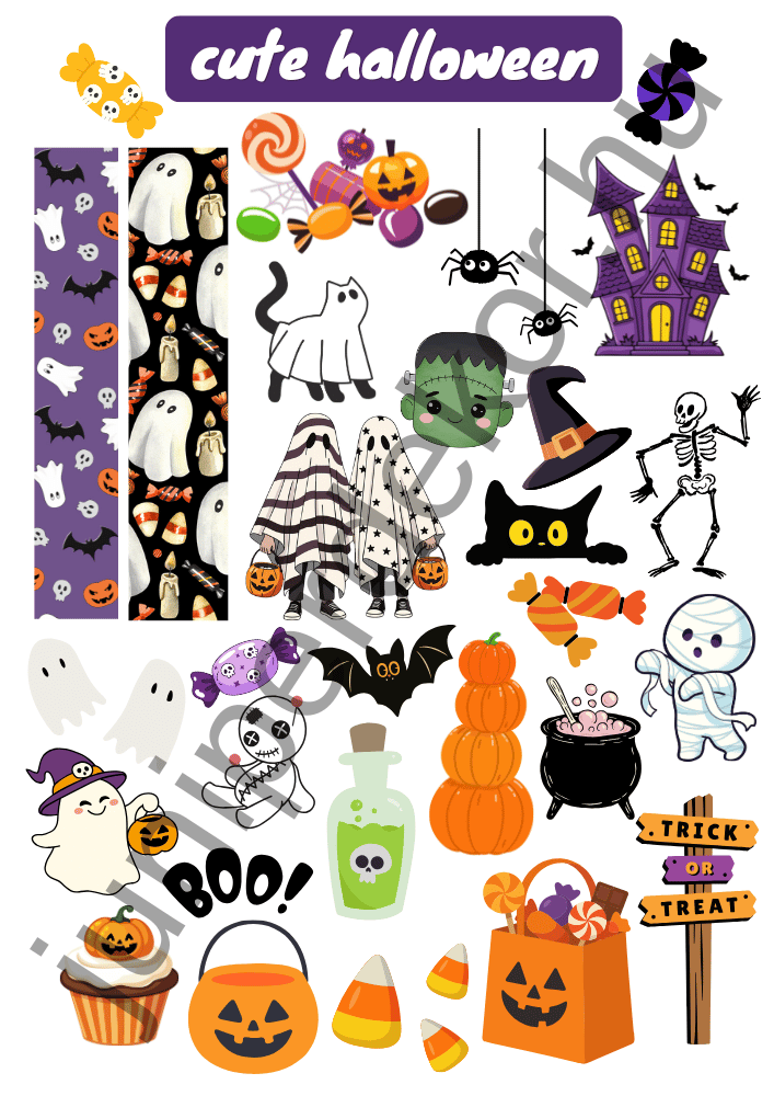 Cute Halloween matricaív A4