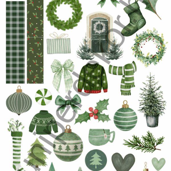 Green Christmas matricaív A4