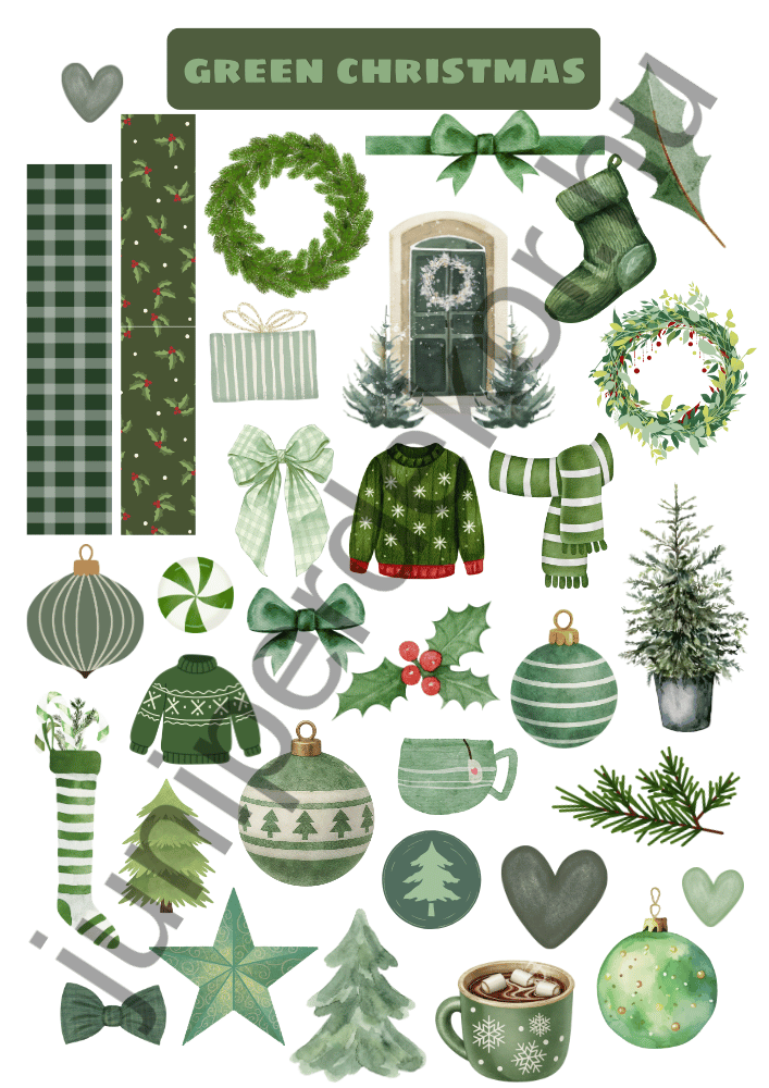 Green Christmas matricaív A4