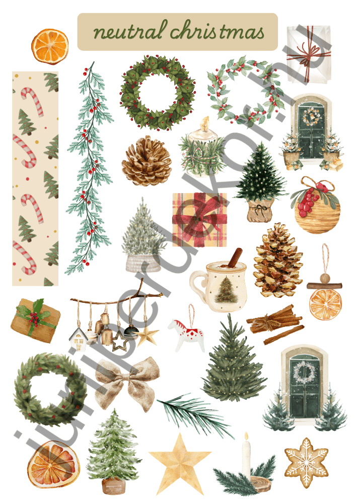 Neutral Christmas matricaív A4