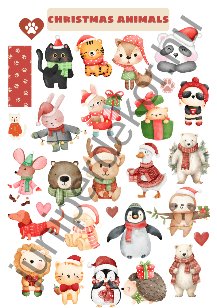 Christmas animals matricaív A4